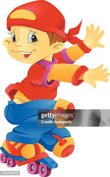 child roller skating - boy eye stock illustrations