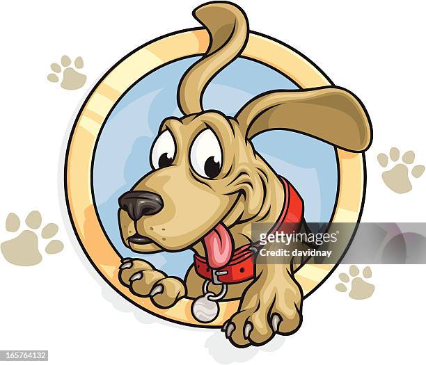 ilustrações de stock, clip art, desenhos animados e ícones de sorridente cão mascote - mixed breed dog