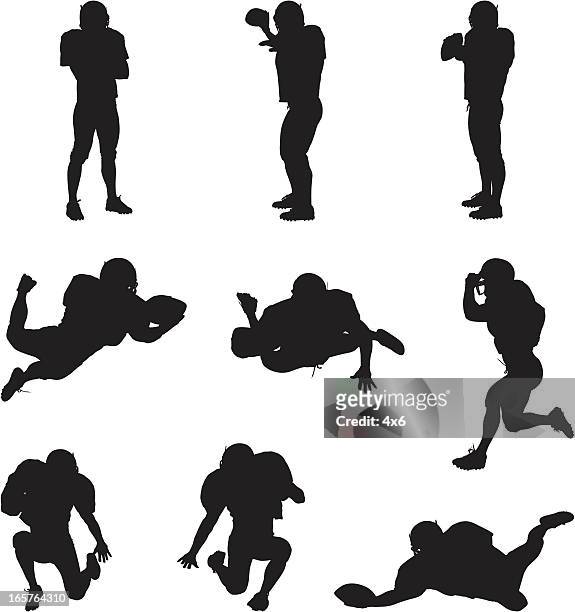 american football players in action - quarterback stock illustrations