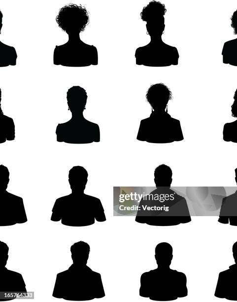 silhouetted collection of different people - white people 幅插畫檔、美工圖案、卡通及圖標