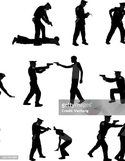 police officer - police confrontation stock illustrations