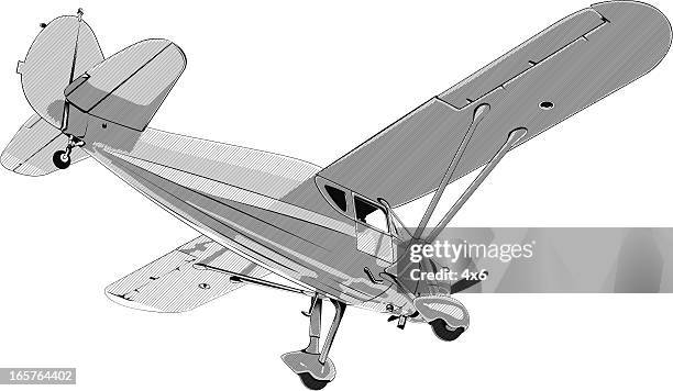 single engine propeller plane - airplane landing gear stock illustrations