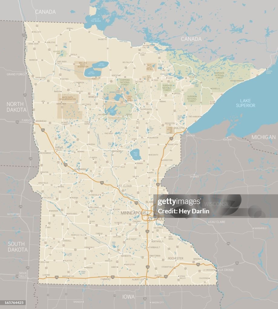 Map of main highways in Minnesota