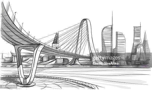 ilustraciones, imágenes clip art, dibujos animados e iconos de stock de arquitectura - bridge