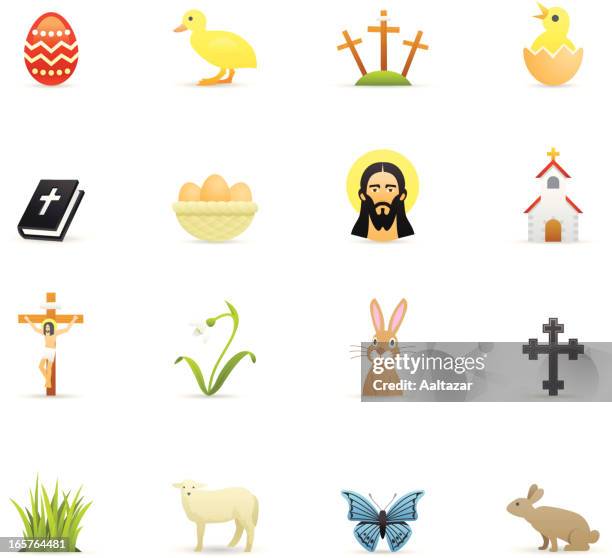 color icons - easter - empty easter basket stock illustrations