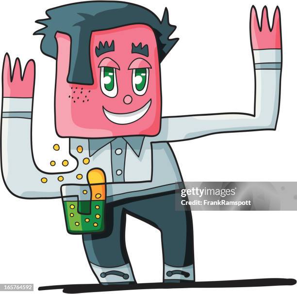 happy drunk guy doodle character - dancing alone stock illustrations