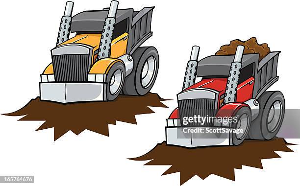 ilustraciones, imágenes clip art, dibujos animados e iconos de stock de mad descarga camiones - dump truck cartoon