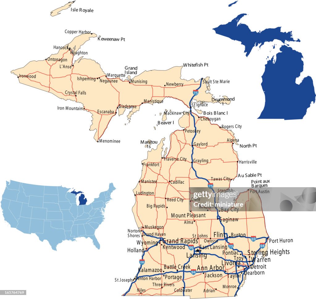 Michigan Road Map High-Res Vector Graphic - Getty Images