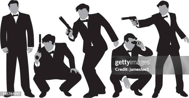 secret agenten - revolver-with-silencer stock-grafiken, -clipart, -cartoons und -symbole