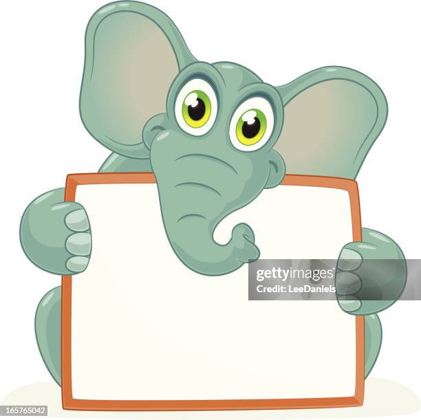 elephant holding a blank sign - elephant ears stock illustrations