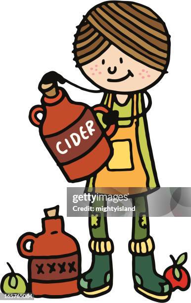 cider farmer - cider stock illustrations