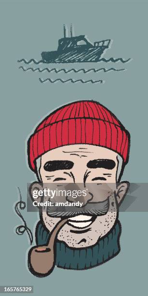retro fisherman - trawler stock illustrations