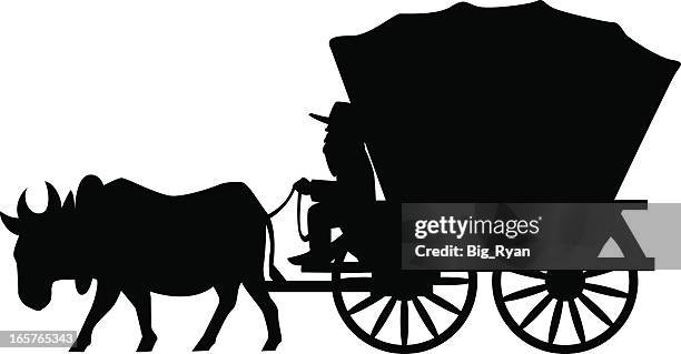 covered wagon - horse cart stock illustrations