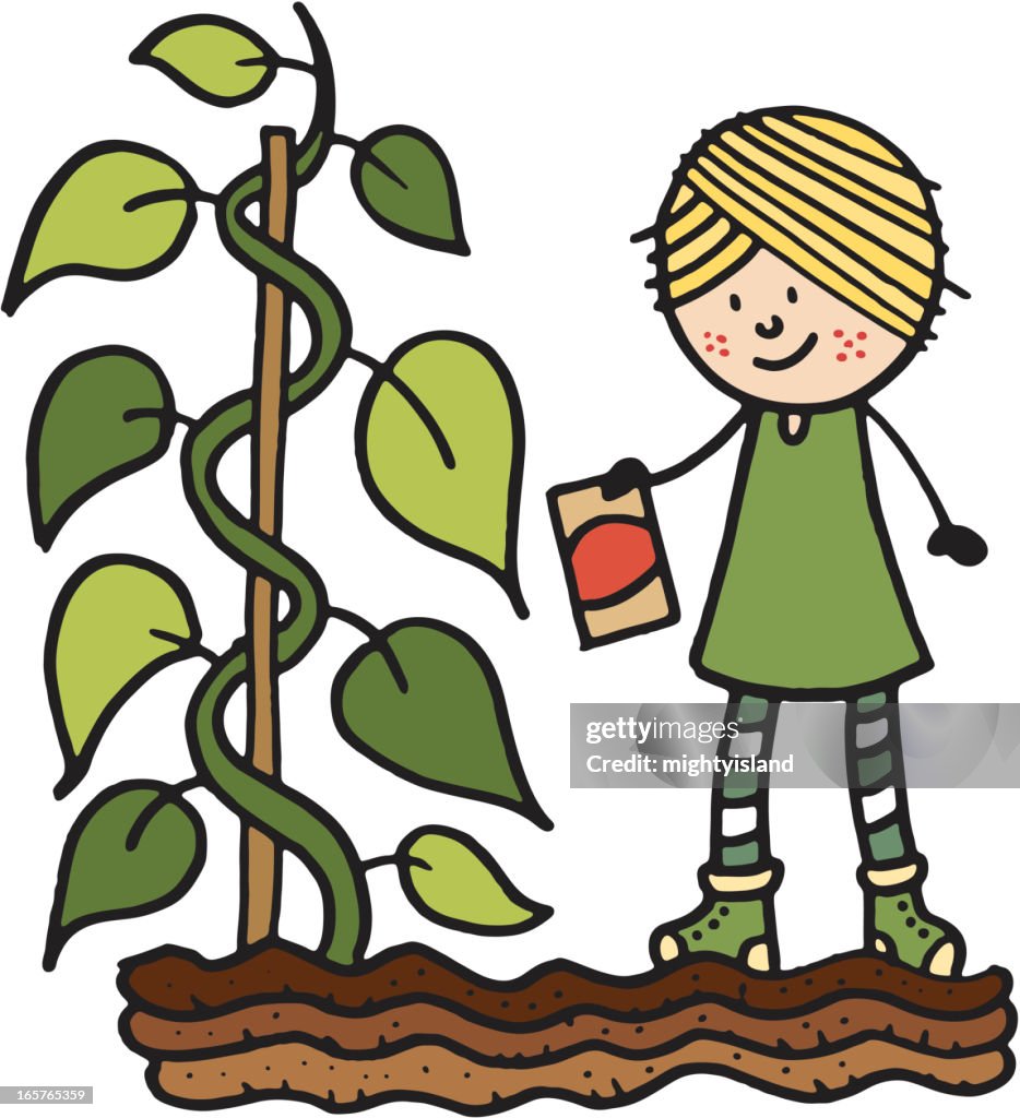 Girl with plant and seed packet