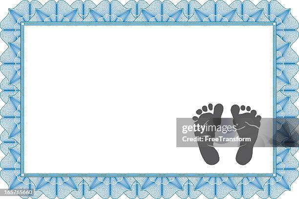 an unmarked birth certificate with a blue ribbon pattern - birth certificate stock illustrations
