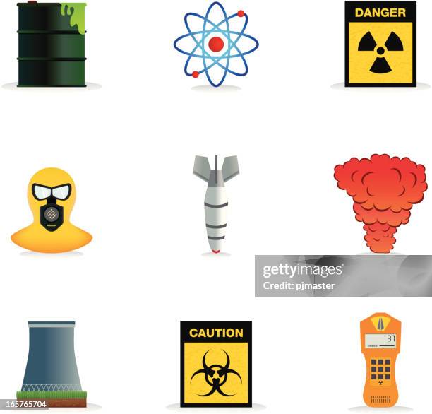 nuclear icons - nuclear explosion icon stock illustrations