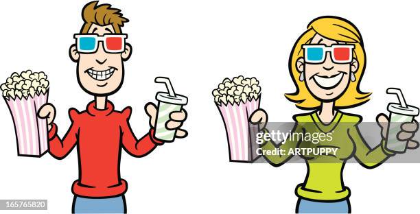 cartoon movie watchers - 3d glasses 幅插畫檔、美工圖案、卡通及圖標