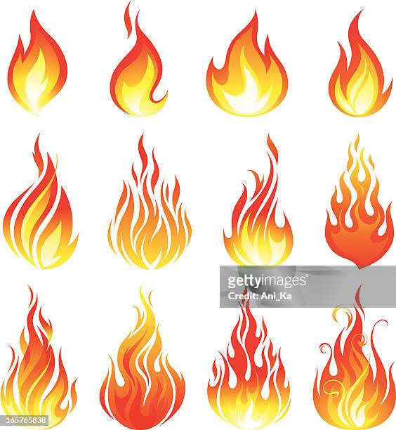 fire collection - fire natural phenomenon stock illustrations