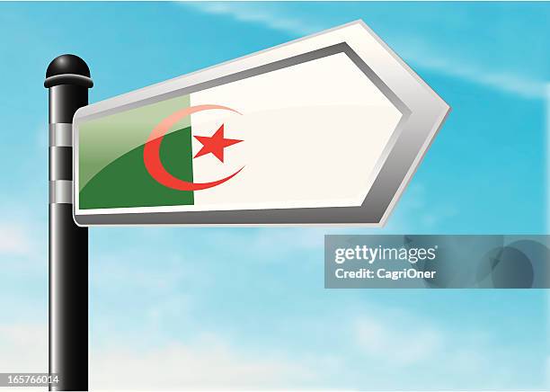 stockillustraties, clipart, cartoons en iconen met destination: algeria - algerian flag