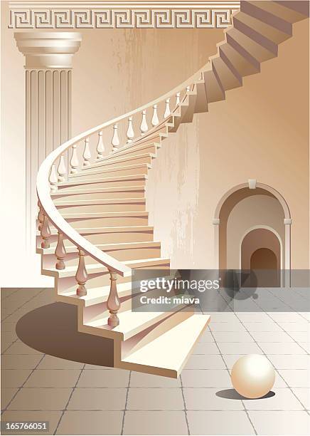 treppen und eine spalte - greek arch stock-grafiken, -clipart, -cartoons und -symbole