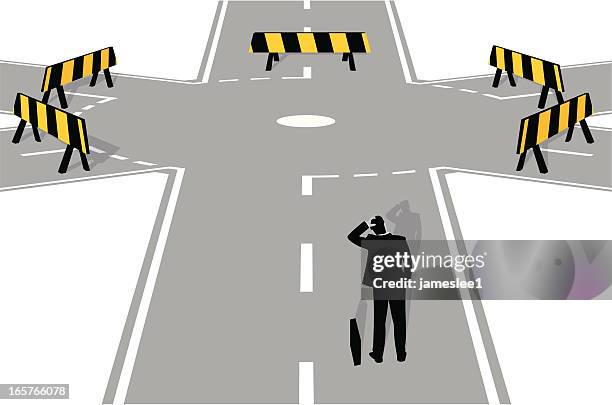 ilustrações de stock, clip art, desenhos animados e ícones de barricada - rua sem saída