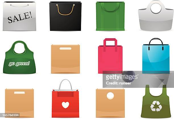 stockillustraties, clipart, cartoons en iconen met shopping bag icons | classic series - herbruikbare tas