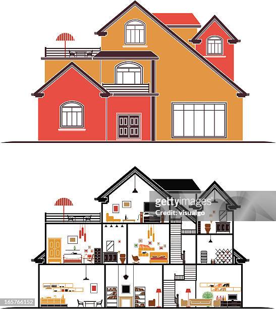 house - house cross section stock illustrations