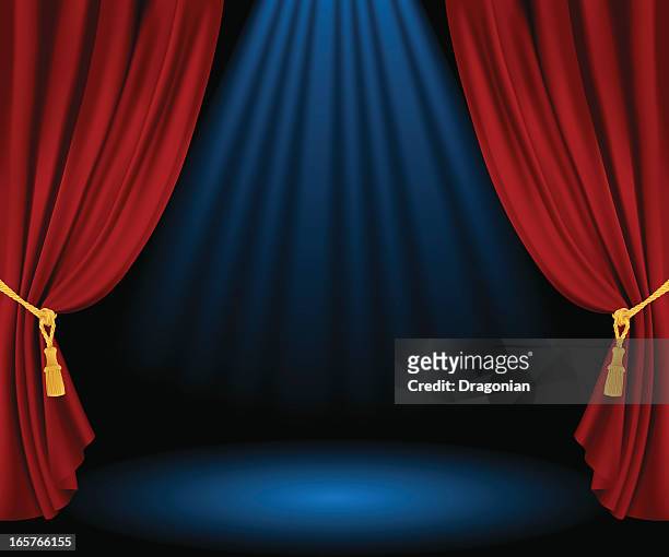 empty stage - stage with red curtain stock illustrations