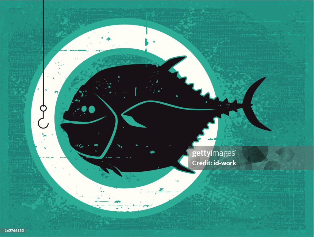 Fish and hook silhouette