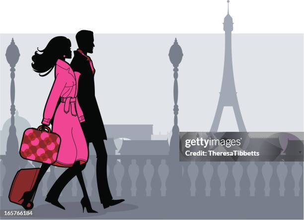 romantic break - trench coat stock illustrations