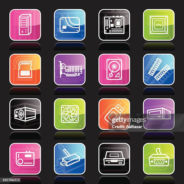 ubergloss icons - computer components - black dvd case stock illustrations