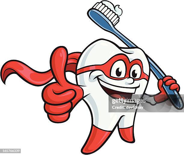 super tooth - toothbrush stock illustrations