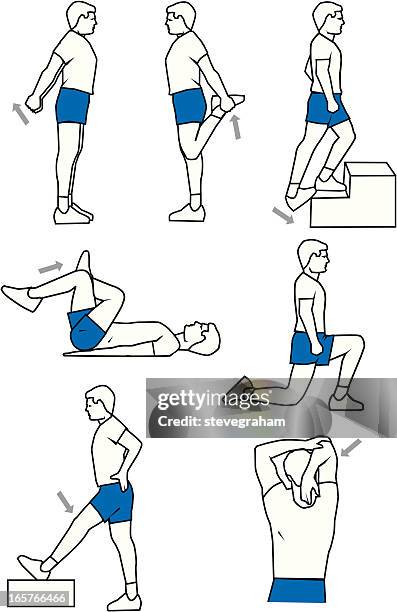 warm-up exercises - stretching stock illustrations