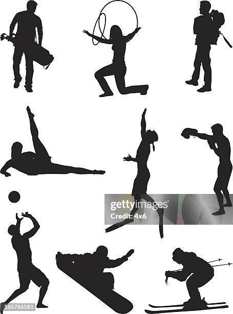 multiple activities and sports - sportsman stock illustrations