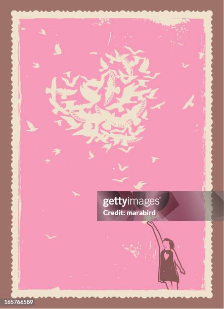 ilustraciones, imágenes clip art, dibujos animados e iconos de stock de sueño de amor - aves volando