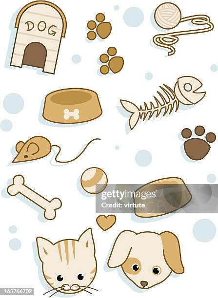 illustrazioni stock, clip art, cartoni animati e icone di tendenza di gatto e cane articoli - cat food