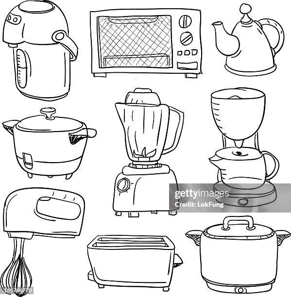 elektrische elektrogeräte kollektion - microwave stock-grafiken, -clipart, -cartoons und -symbole