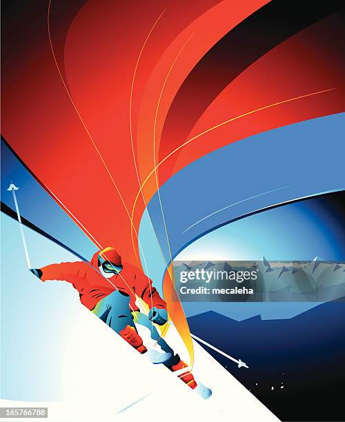 skifahrer. - ski holiday stock-grafiken, -clipart, -cartoons und -symbole