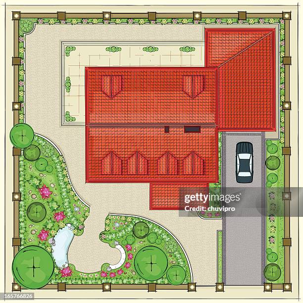 house plan - veranda stock illustrations