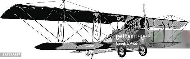 doppeldecker einem motor flugzeug illustrationen - wright brothers stock-grafiken, -clipart, -cartoons und -symbole