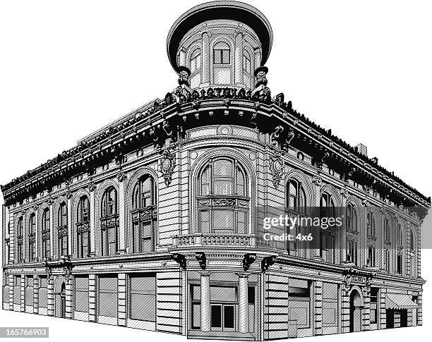 cool architecture old building illustration - building storey stock illustrations