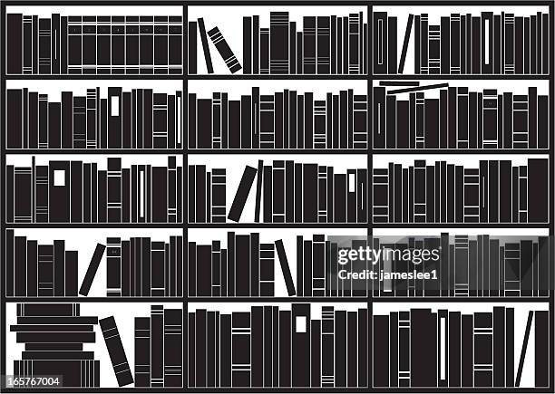 bookshelf - black and white bookcase stock illustrations
