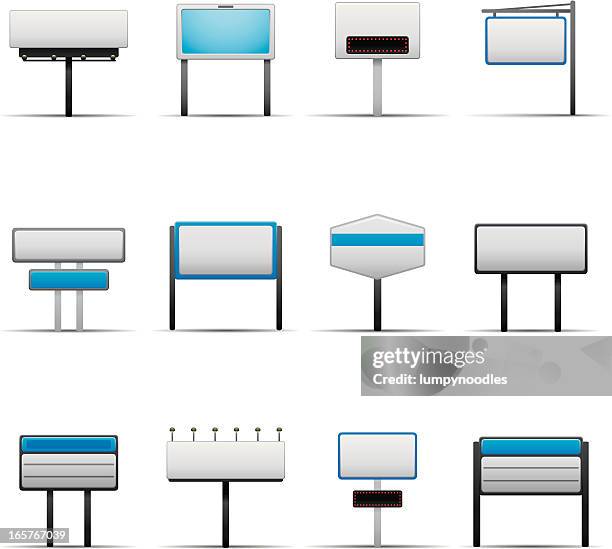 stockillustraties, clipart, cartoons en iconen met collection of animated blank store signs - reclamebord