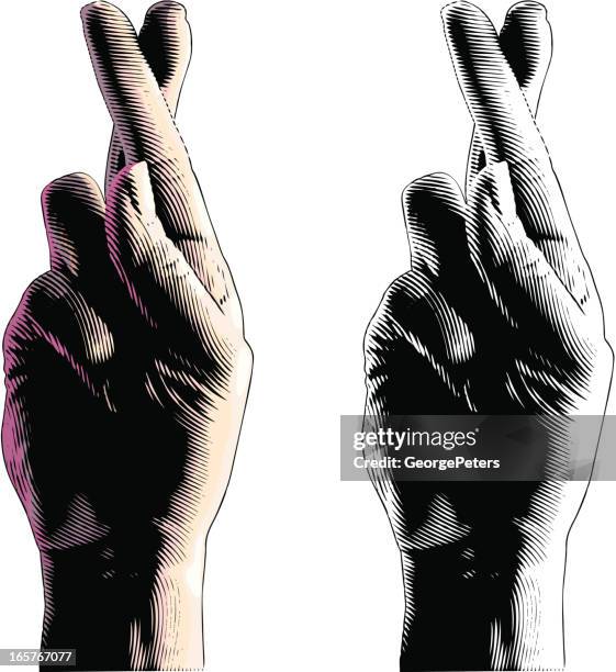 fingers crossed for good luck - index finger white background stock illustrations