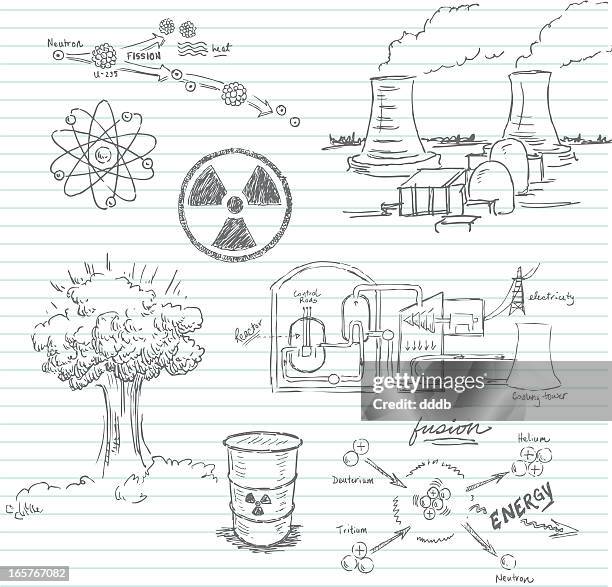 nuclear doodle - physics diagram stock illustrations