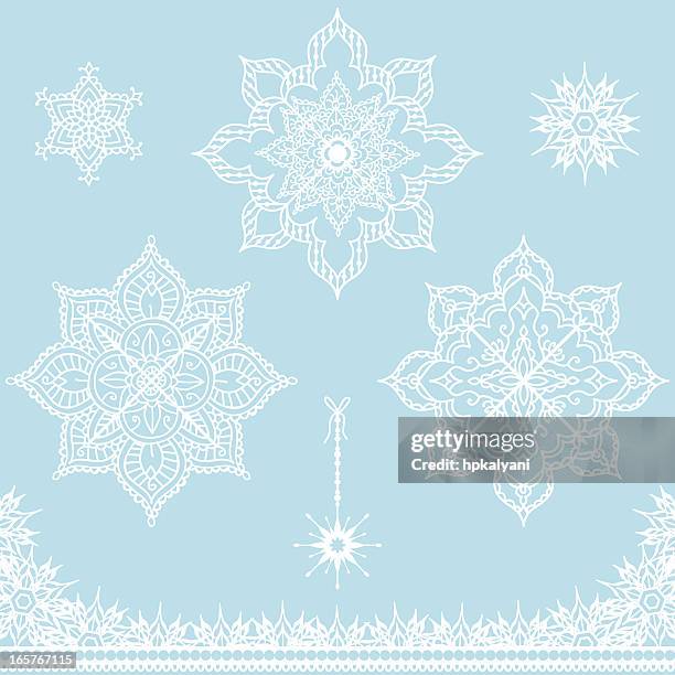 winter snowflake elements - lace pattern stock illustrations