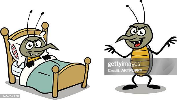 comic bettwanzen fühlen - bedbug stock-grafiken, -clipart, -cartoons und -symbole