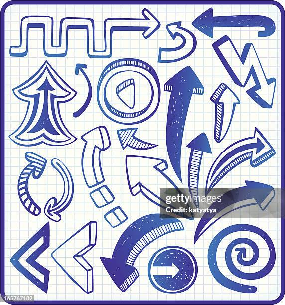 arrows doodle set - exercise book stock illustrations