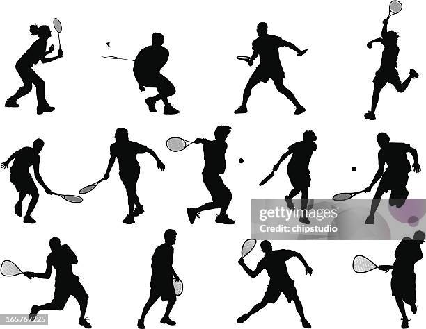 ilustraciones, imágenes clip art, dibujos animados e iconos de stock de deportes de raqueta - badminton racket