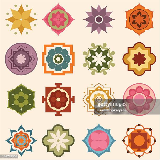 mini-mandalas - lotus flowers stock-grafiken, -clipart, -cartoons und -symbole